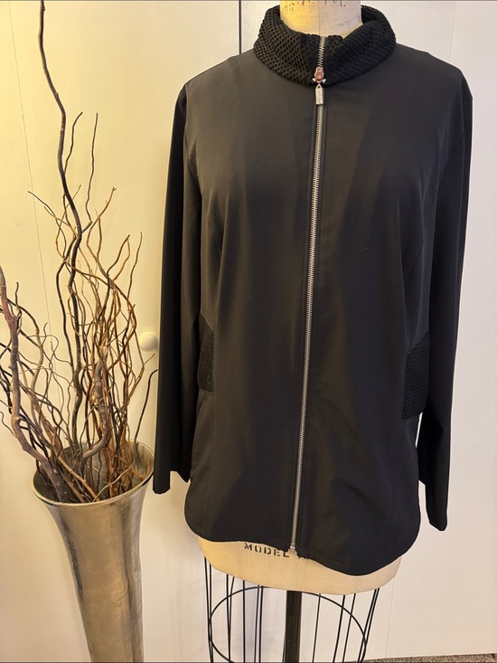 Zenergy by Chico's Jackets & Blazers - Chico’s Black Zip-Front Bomber Jacket with Knit Collar